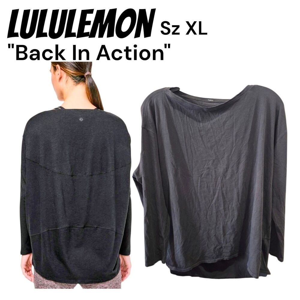 Lululemon Sz XL Back In Action L/S Lightweight Oversized Layering Yoga Shirt Blk
